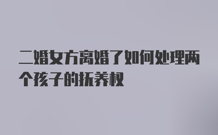 二婚女方离婚了如何处理两个孩子的抚养权