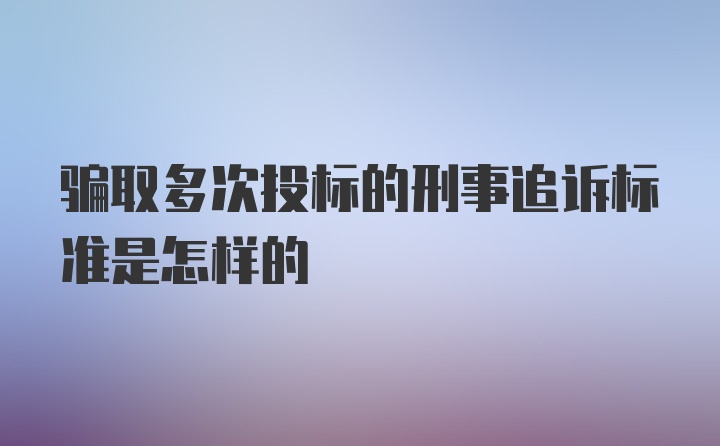 骗取多次投标的刑事追诉标准是怎样的