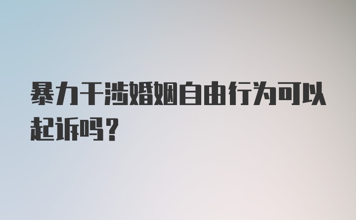 暴力干涉婚姻自由行为可以起诉吗？