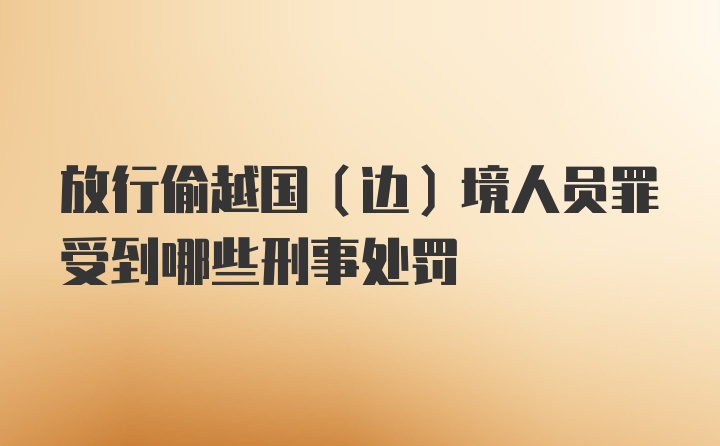 放行偷越国（边）境人员罪受到哪些刑事处罚