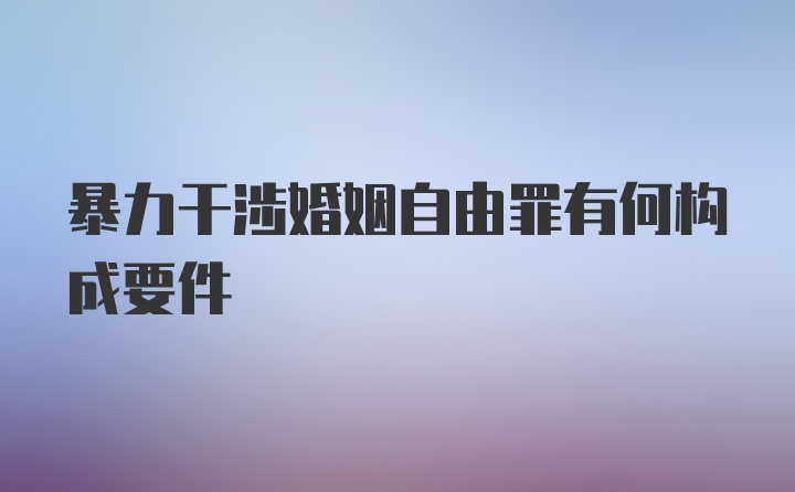 暴力干涉婚姻自由罪有何构成要件