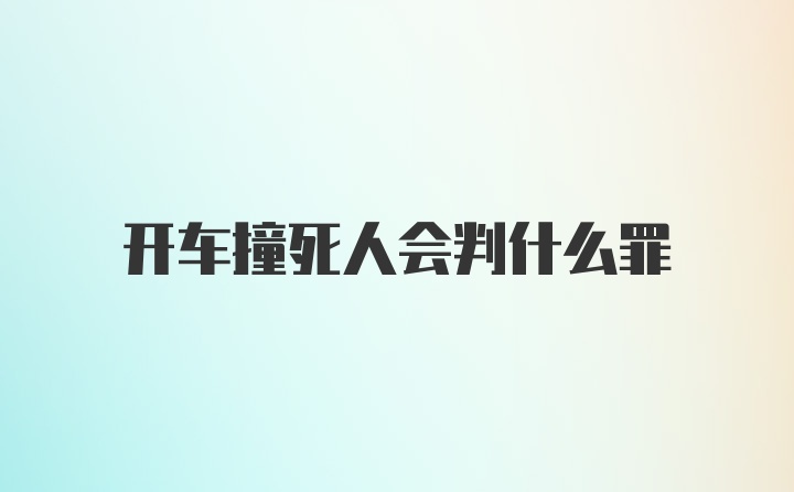 开车撞死人会判什么罪