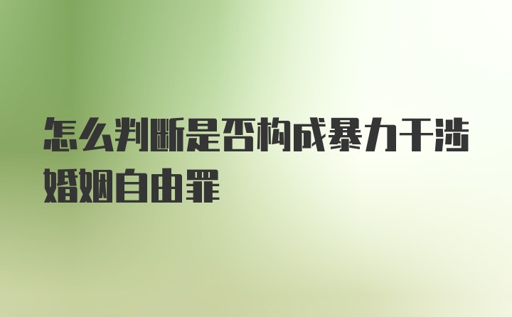 怎么判断是否构成暴力干涉婚姻自由罪