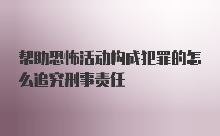 帮助恐怖活动构成犯罪的怎么追究刑事责任