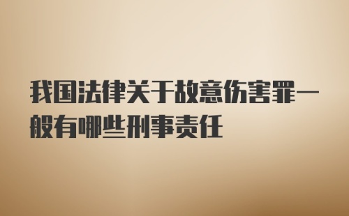 我国法律关于故意伤害罪一般有哪些刑事责任