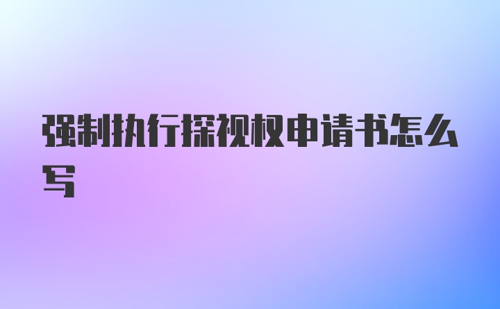 强制执行探视权申请书怎么写