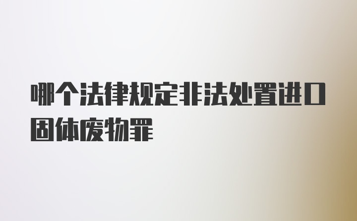 哪个法律规定非法处置进口固体废物罪