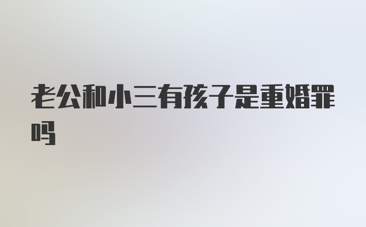 老公和小三有孩子是重婚罪吗