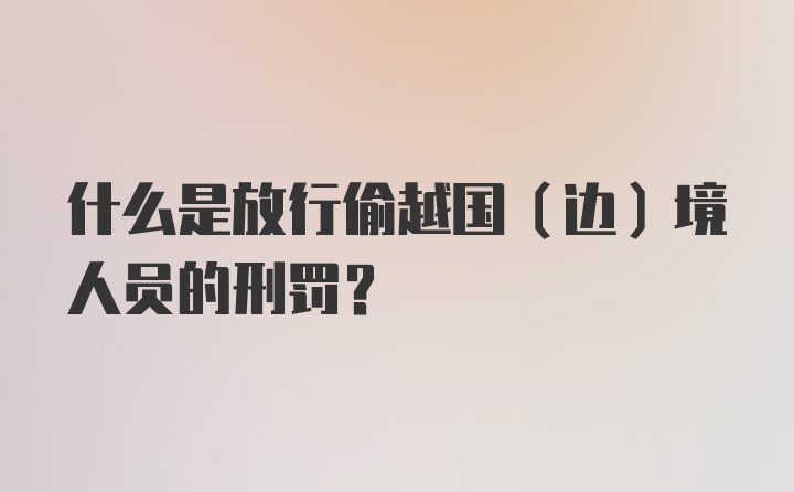 什么是放行偷越国（边）境人员的刑罚？