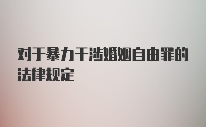 对于暴力干涉婚姻自由罪的法律规定