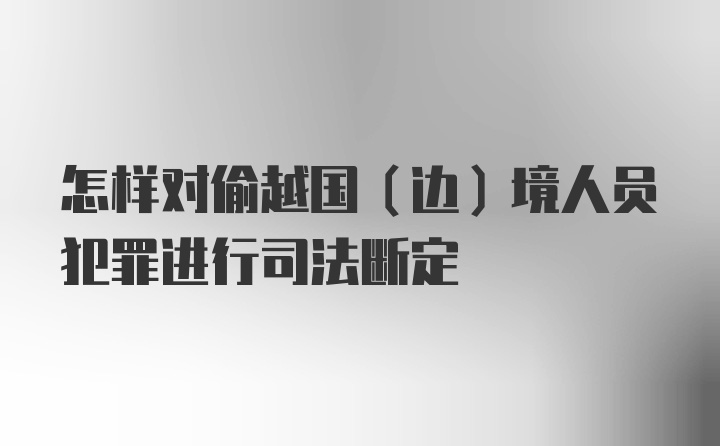 怎样对偷越国（边）境人员犯罪进行司法断定