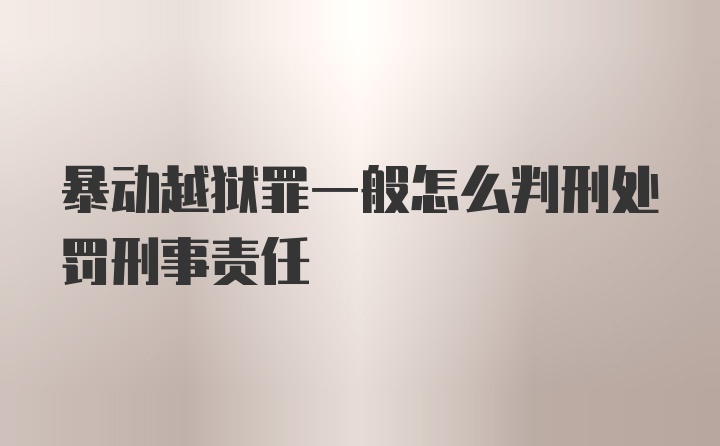 暴动越狱罪一般怎么判刑处罚刑事责任