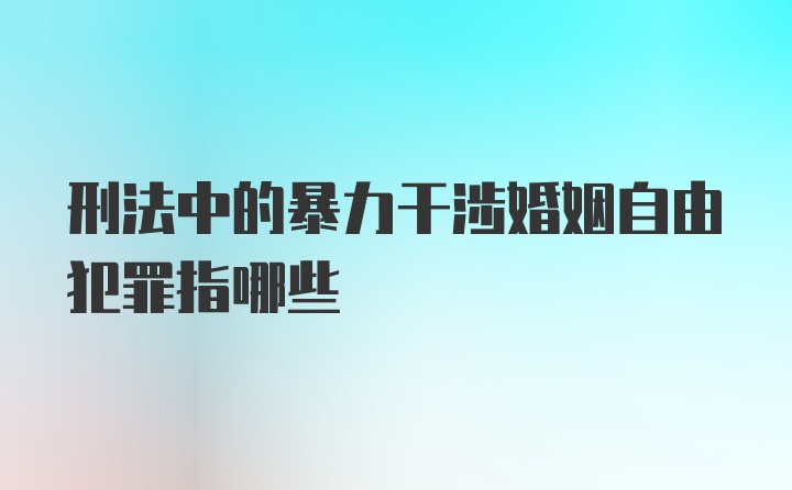 刑法中的暴力干涉婚姻自由犯罪指哪些