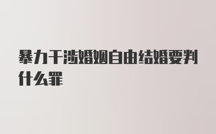 暴力干涉婚姻自由结婚要判什么罪