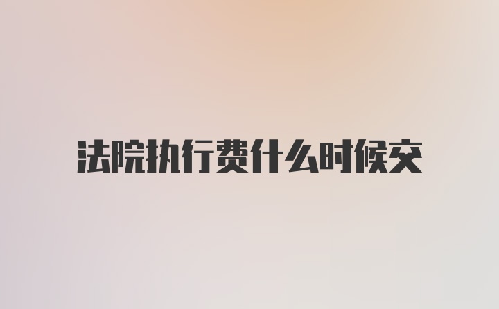 法院执行费什么时候交