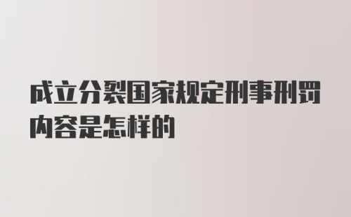 成立分裂国家规定刑事刑罚内容是怎样的