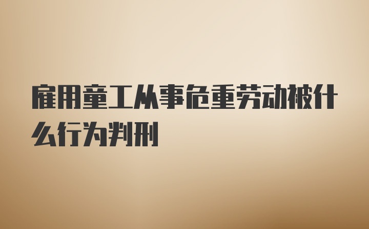 雇用童工从事危重劳动被什么行为判刑