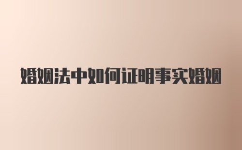 婚姻法中如何证明事实婚姻