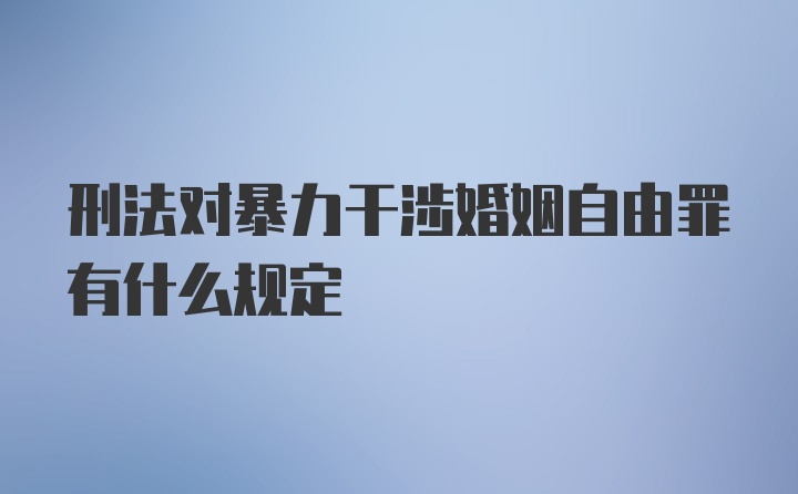 刑法对暴力干涉婚姻自由罪有什么规定