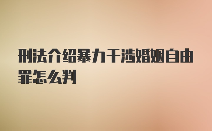 刑法介绍暴力干涉婚姻自由罪怎么判