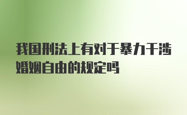 我国刑法上有对于暴力干涉婚姻自由的规定吗