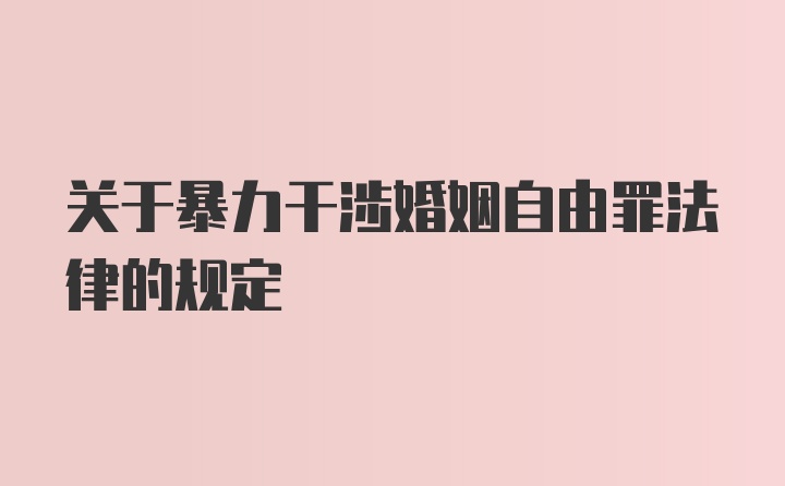 关于暴力干涉婚姻自由罪法律的规定