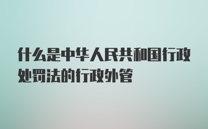 什么是中华人民共和国行政处罚法的行政外管