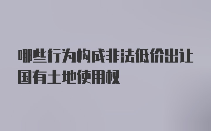 哪些行为构成非法低价出让国有土地使用权