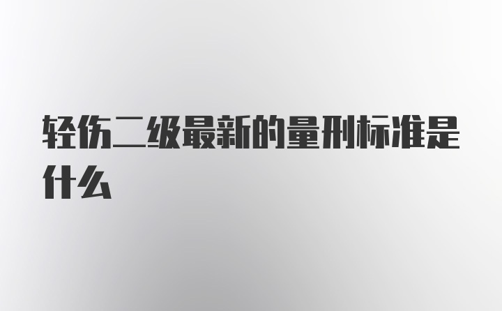 轻伤二级最新的量刑标准是什么