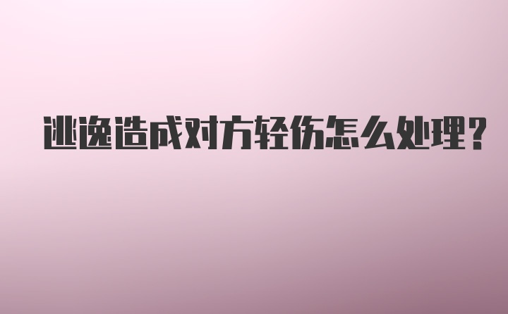 逃逸造成对方轻伤怎么处理？