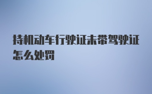 持机动车行驶证未带驾驶证怎么处罚