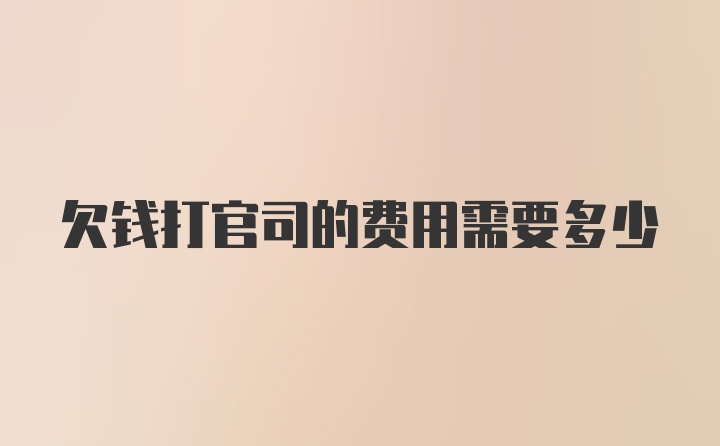 欠钱打官司的费用需要多少