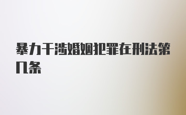 暴力干涉婚姻犯罪在刑法第几条