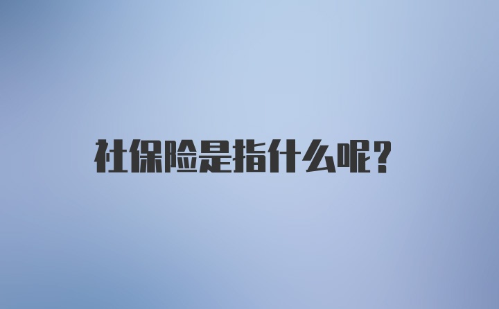 社保险是指什么呢？