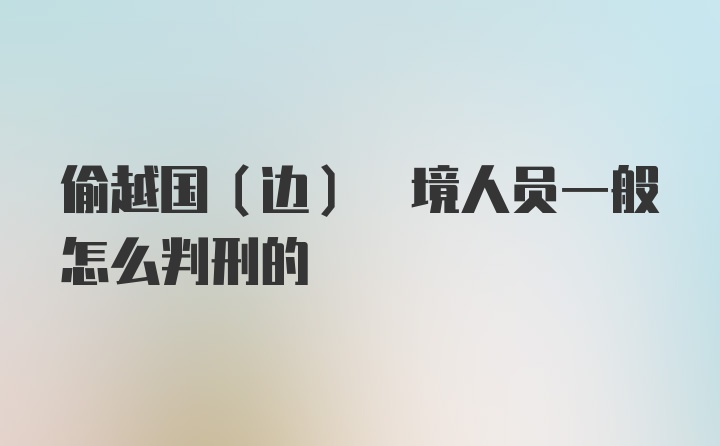 偷越国(边) 境人员一般怎么判刑的