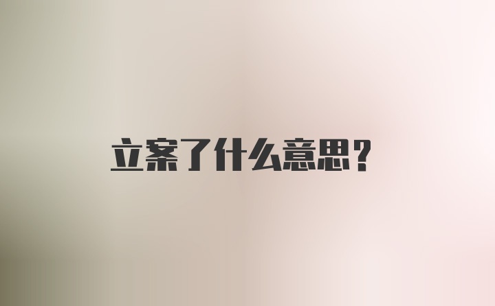 立案了什么意思？