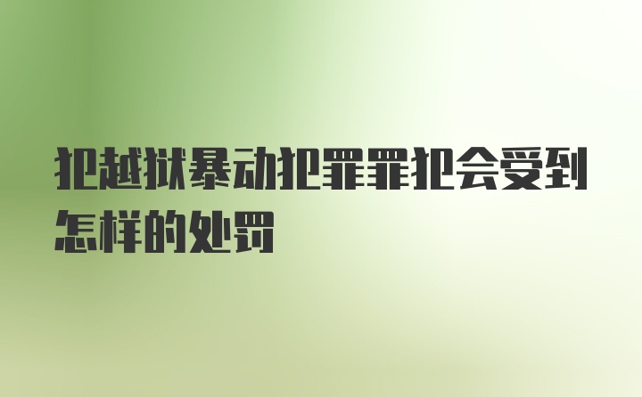 犯越狱暴动犯罪罪犯会受到怎样的处罚