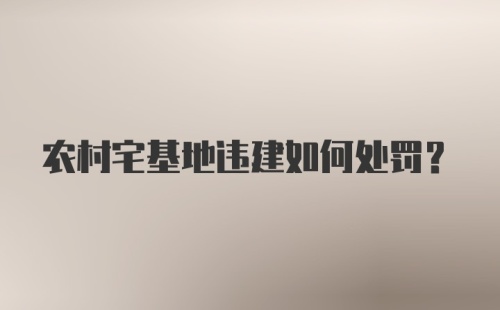 农村宅基地违建如何处罚?