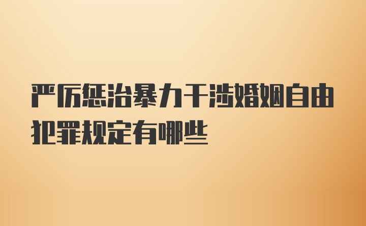 严厉惩治暴力干涉婚姻自由犯罪规定有哪些