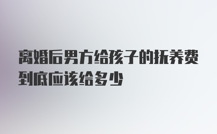 离婚后男方给孩子的抚养费到底应该给多少