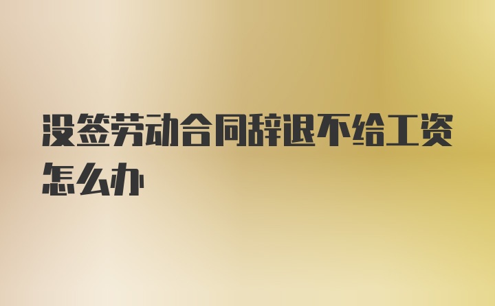 没签劳动合同辞退不给工资怎么办