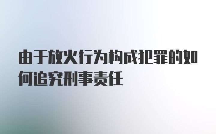 由于放火行为构成犯罪的如何追究刑事责任