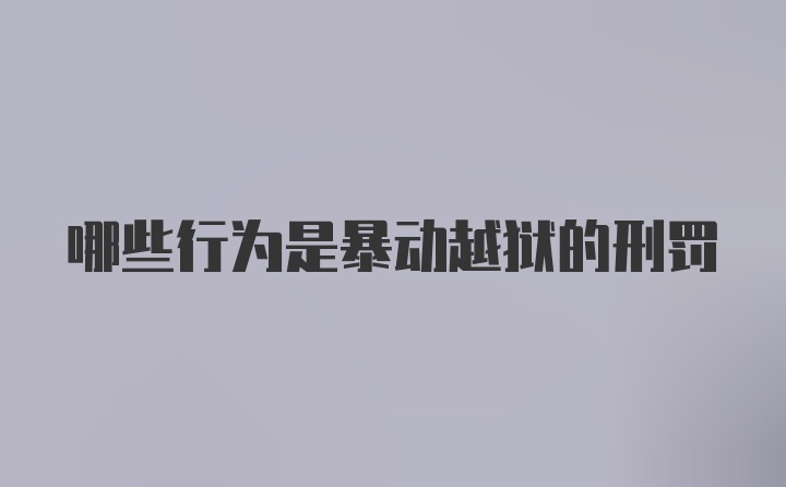 哪些行为是暴动越狱的刑罚