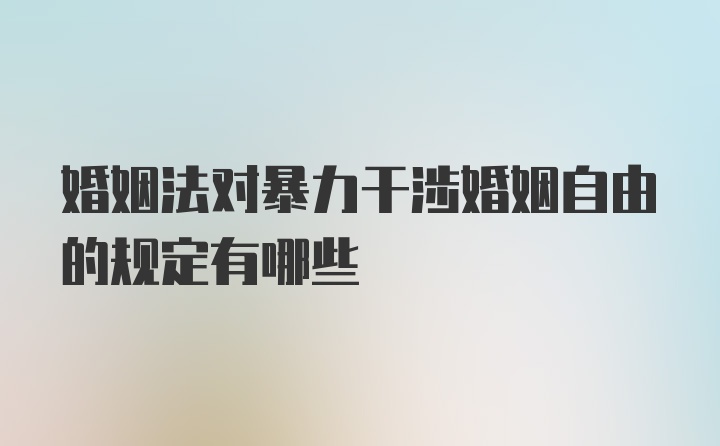 婚姻法对暴力干涉婚姻自由的规定有哪些