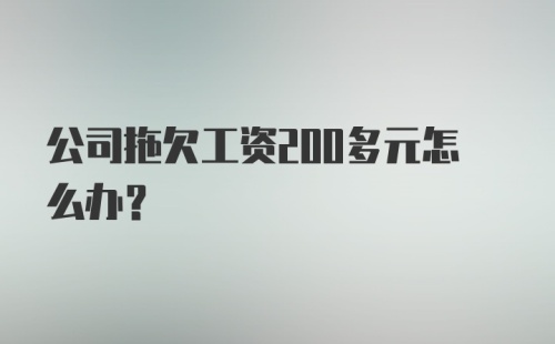 公司拖欠工资200多元怎么办？