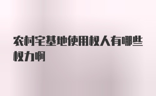 农村宅基地使用权人有哪些权力啊