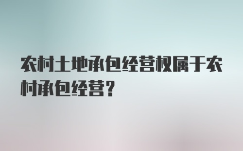 农村土地承包经营权属于农村承包经营?