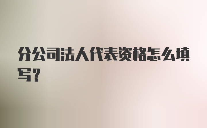 分公司法人代表资格怎么填写？