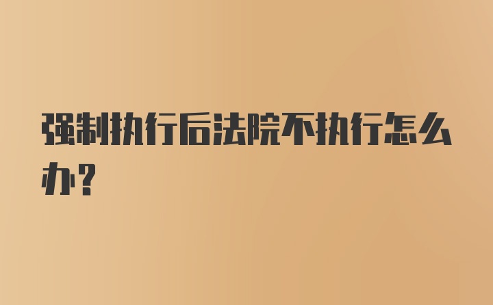 强制执行后法院不执行怎么办？