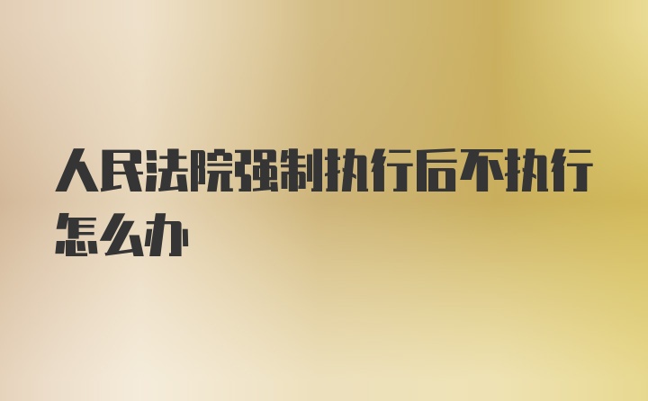 人民法院强制执行后不执行怎么办